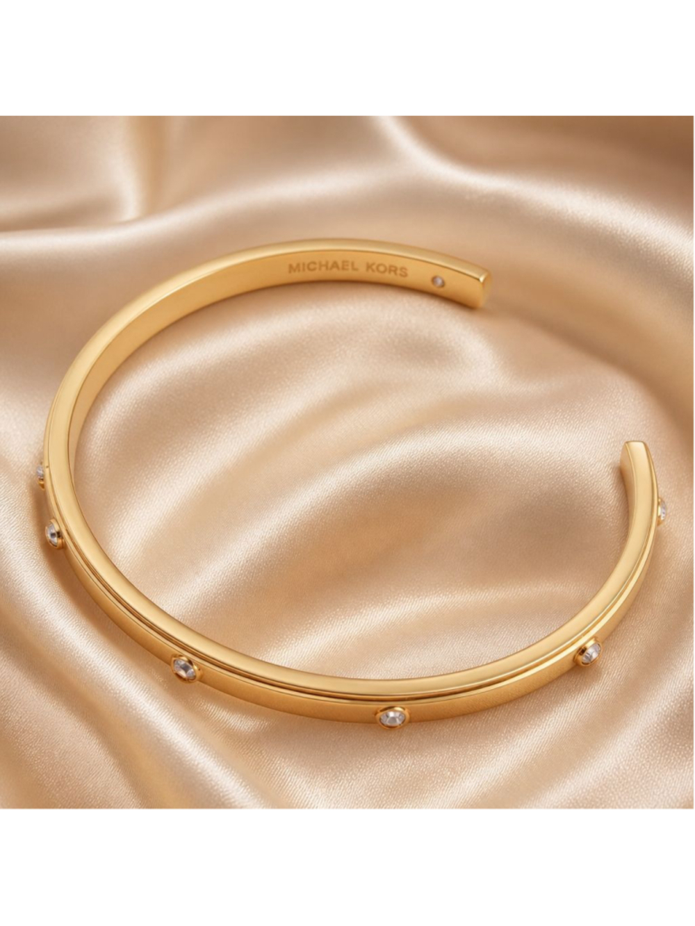 Michael Kors Astor Gold Tone Silver Studded Cuff Bracelet